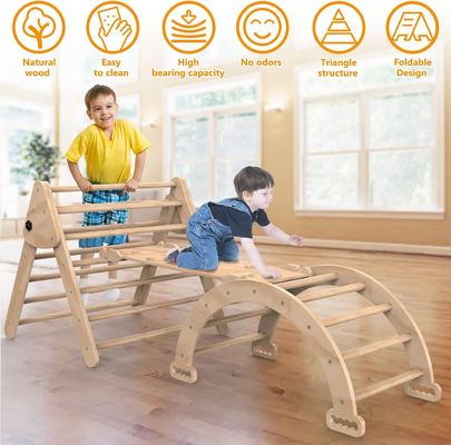 Indoor Kids Play Gym Klettern Dreiecksleiter mit Rampe Set aus 3 Holz-Sicherheitsspielzeug