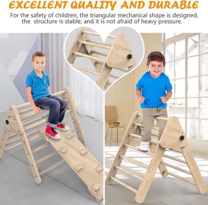 Indoor Kids Play Gym Klettern Dreiecksleiter mit Rampe Set aus 3 Holz-Sicherheitsspielzeug