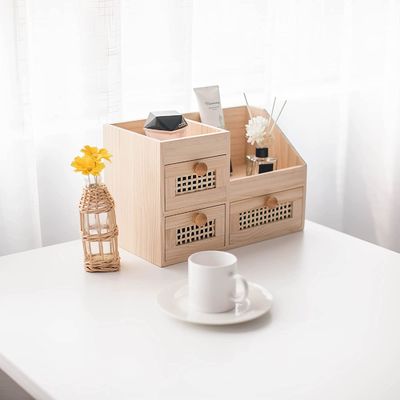 Organisieren Sie Ihren Schreibtisch effizient mit dem Mini-Schreibtisch-Organisator aus Holz aus 13,3x8,6 Zoll