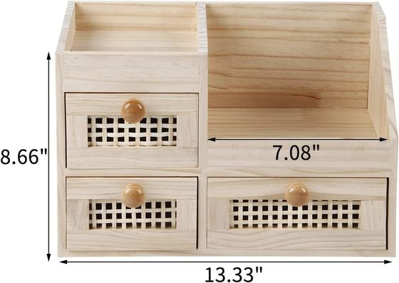 Organisieren Sie Ihren Schreibtisch effizient mit dem Mini-Schreibtisch-Organisator aus Holz aus 13,3x8,6 Zoll