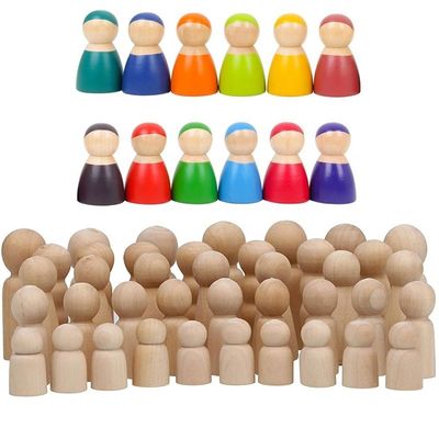 Unbemalte Holz-Peg-Puppe Familie DIY Spielzeug für Handwerk und Skulpturen