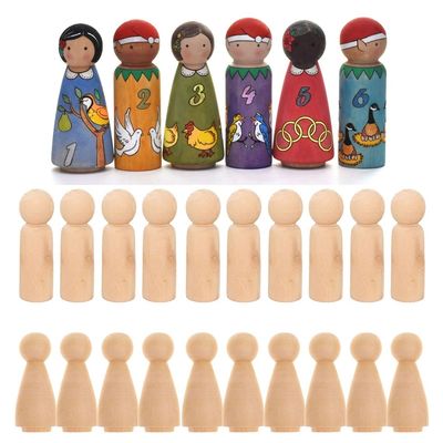 Unbemalte Holz-Peg-Puppe Familie DIY Spielzeug für Handwerk und Skulpturen