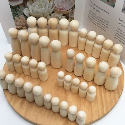 Unbemalte Holz-Peg-Puppe Familie DIY Spielzeug für Handwerk und Skulpturen