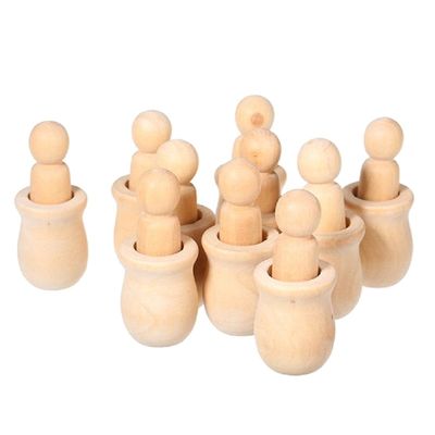 Unbemalte Holz-Peg-Puppe Familie DIY Spielzeug für Handwerk und Skulpturen