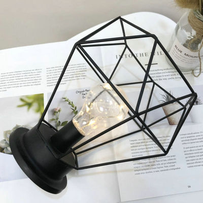 Kostenlose Probe Gebühr Custom Logo Metalldraht LED Laterne Tischlampe mit Glasrohr und LED-Glühlampe