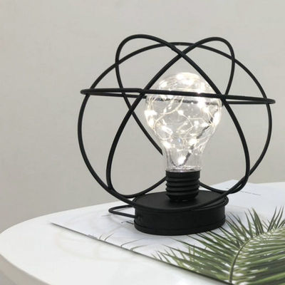 Kostenlose Probe Gebühr Custom Logo Metalldraht LED Laterne Tischlampe mit Glasrohr und LED-Glühlampe