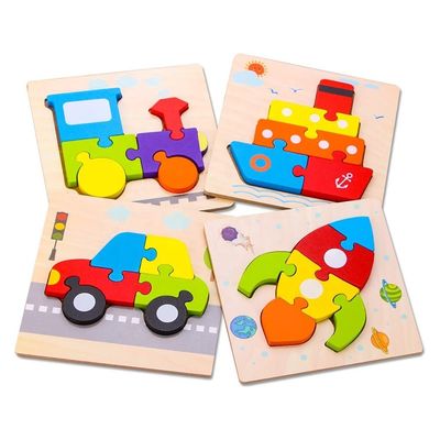 14.8x14.8x0.8 Holzpuzzles für Jungen Mädchen Farbenfrohe niedliche Muster Lernspielzeug