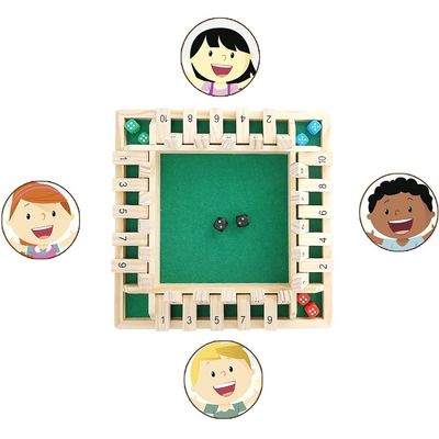 12-14 Zoll 4 Spieler Schließen Sie die Box Würfel Spiel Holzbrett Tisch Mathe Spielzeug für Kinder Unisex
