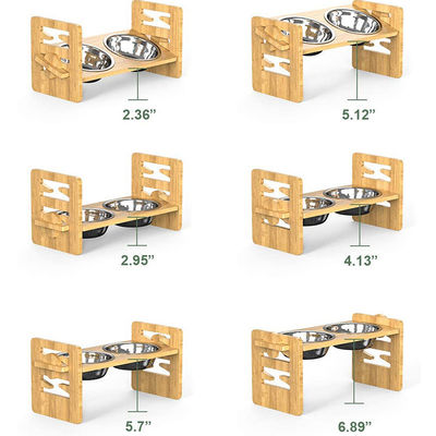 Verstellbarer Bambus Hunde- und Katzenfutterhalter für Geschenke