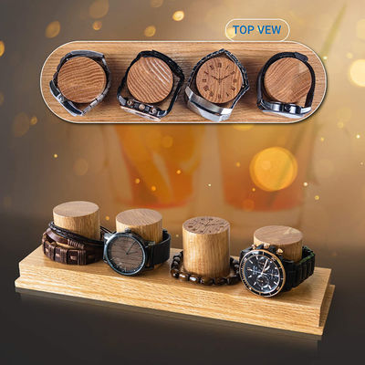 Anpassungs-Logo akzeptabel Massiv Eiche Holzuhr Anzeige Stand für rustikales Stil