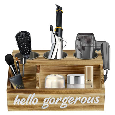 Rustikale Design-Stil Wandmontage Haar Styling Pflege-Tool Organisator mit personalisiertem Logo