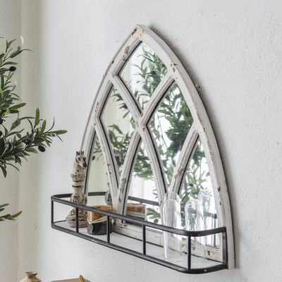 Holzspiegelrahmen im natürlichen Stil Dekorativ mit Lagerregal Weiß oder benutzerdefinierte Farbe