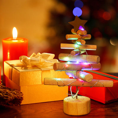 Custom Printing künstliche Weihnachtsbäume Mini Holzdekoration für Heimdekoration Weihnachtsbaum