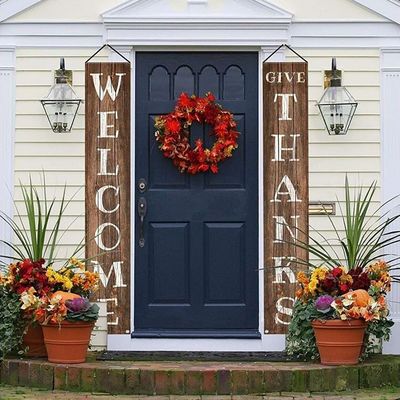 Holz-Willkommensschild im rustikalen Stil, handbemalt für ein einzigartiges und persönliches Aussehen