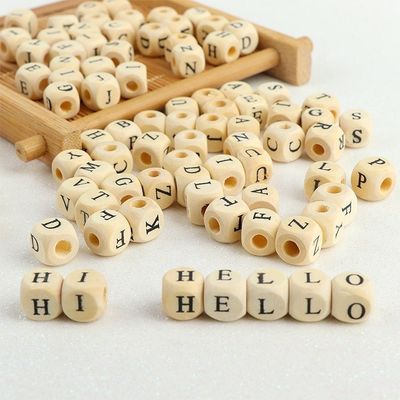 10mm 12mm Holz-Alphabet-Perlen perfekt für DIY-Baby-Bildung und personalisierte Geschenke