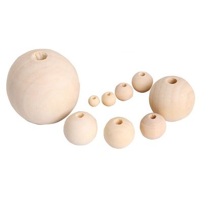 20 mm große runde Holzperlen, ideal für DIY-Geschenke und Halsketten in natürlicher Farbe