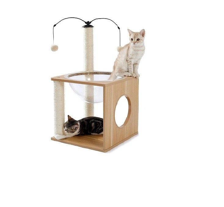 OEM ODM Akzeptiert Elegante Katzen Baum Raumkapsel mit schwimmendem Nest und Hängenden Kugeln