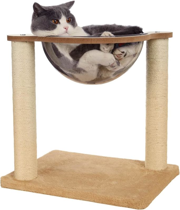 Moderner Katzenbaum mit Hängematte Natürliche Sisal Seil für Innenhäuser Katzen und Kätzchen Holz Katzenmöbel
