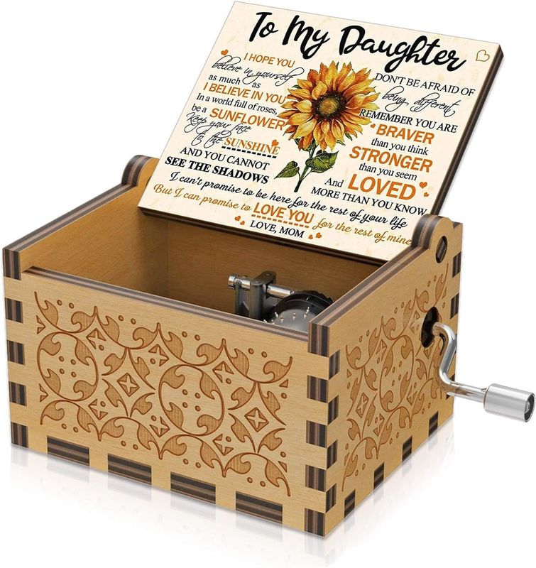 U R Mein Sonnenlicht Sonnenblumen Musik-Box Umwelt Holz graviert Farbiger Laser