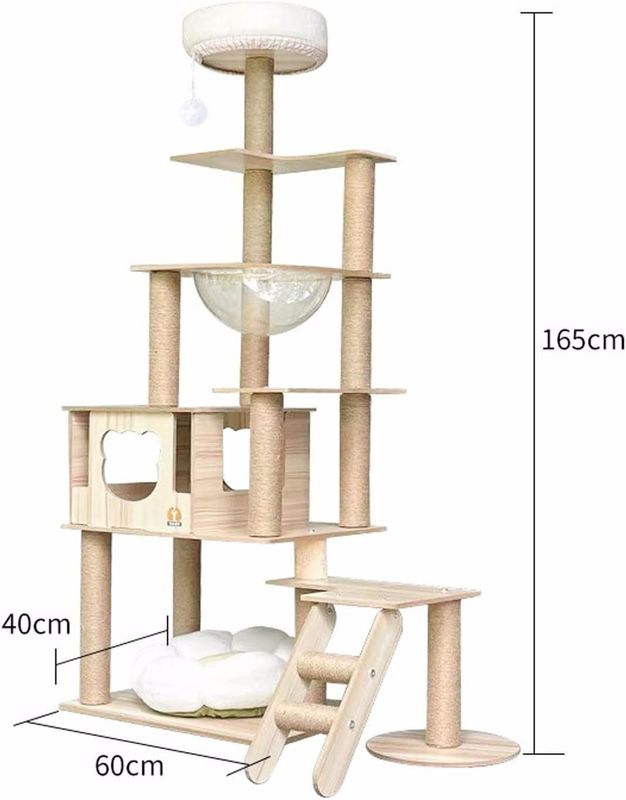 Anpassungsgröße Holz Katzenturm mit mehrstufigen Kletterrahmen Kratzer Komponenten
