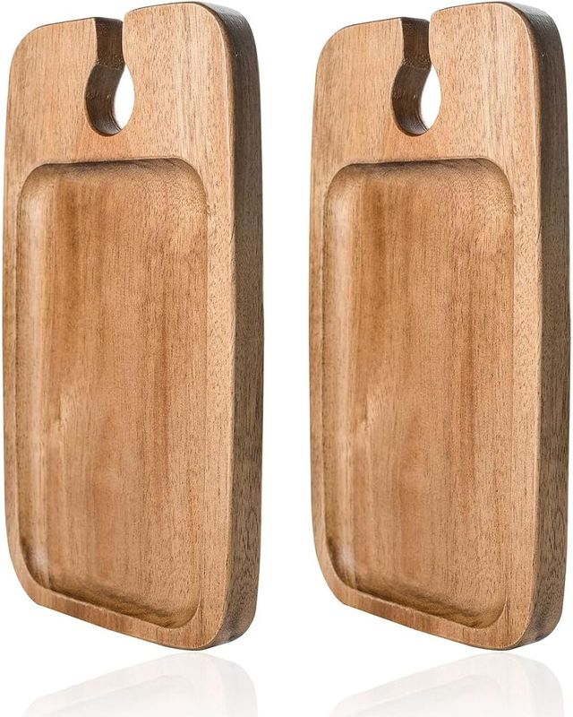 Küchensatz 2 Trays aus Akazienholz mit Weinhalter und Käsebrett