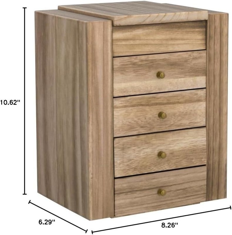 Umweltfreundliche 5-Schicht 4 Schubladen Große Holzorganisator Box mit Spiegel Holz Schmuckbox