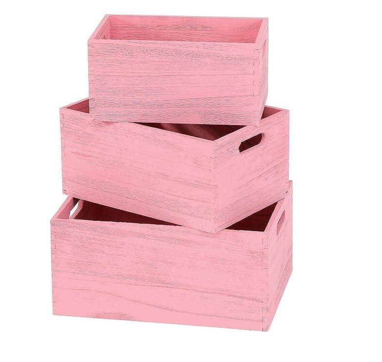 Handgefertigtes Holzlager für Gemüse und Brotfrüchte 3-teiliges Nestkasten