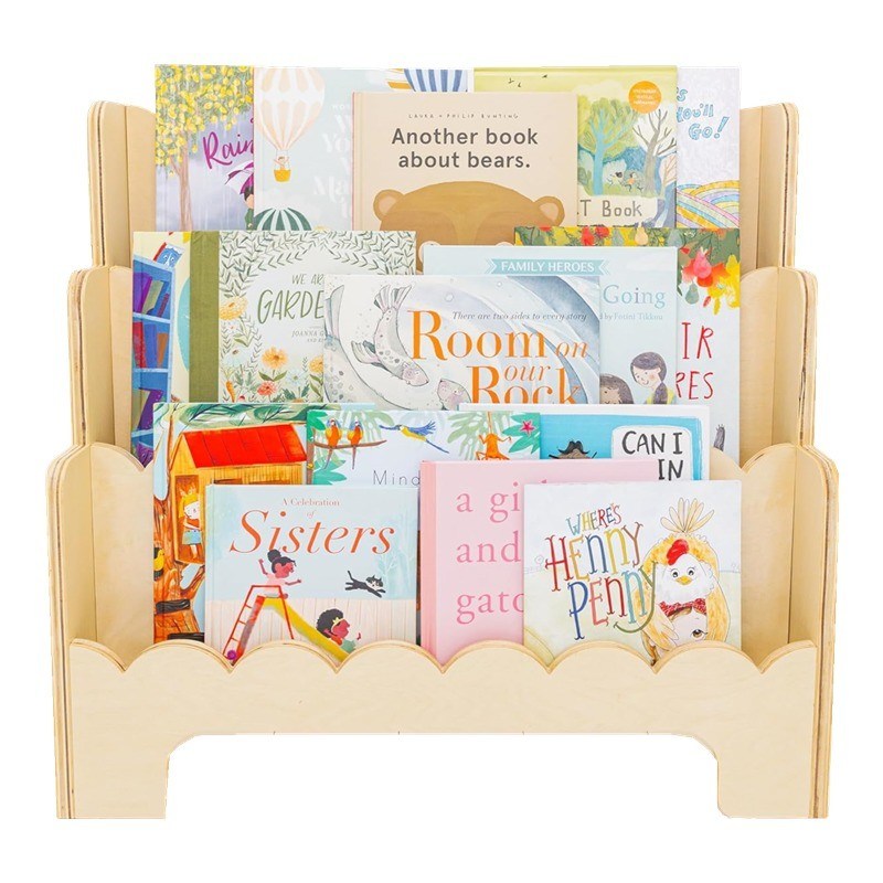 Holzregal Dekoration 3-Ebenen Montessori-Buchregal für Kinder in perfekter Höhe