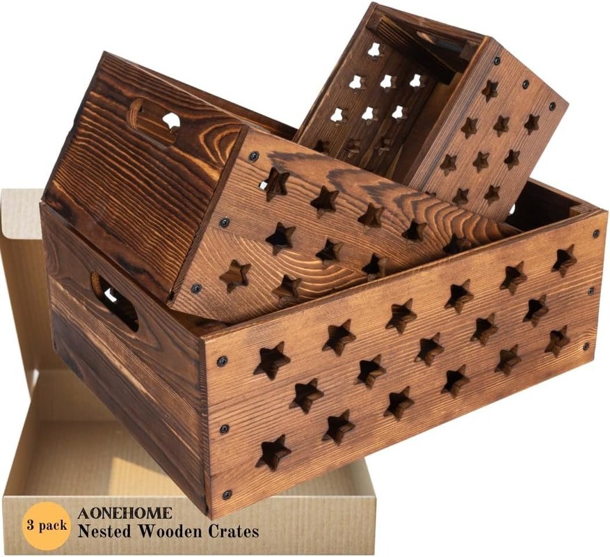 Holzkisten für Buchlager mit individuellem Logo Akzeptabel Dekoratives Nisten Holzkisten