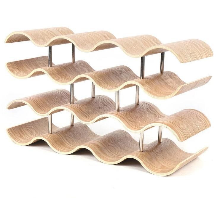 4 Schichten Maßgeschneiderte Massivholzregal für die einfache Installation der Holz-Welle Weinflasche Lagerung