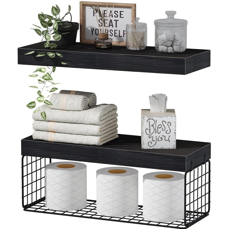 Becken Holz Badezimmerregale über Toiletten Wandmontierte schwimmende Regale Farmhausregal Toilettenpapier Lager