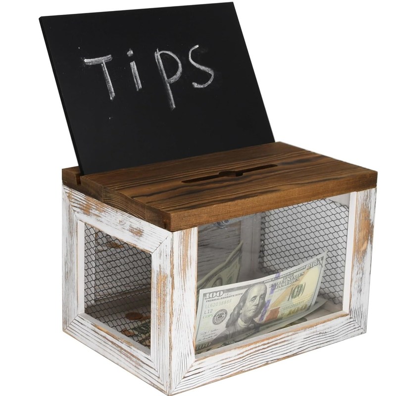 Drahtgitter-Design Acrylplatte Kiefernholz Stimmzettel Spenden Sammlerbox für Geschirr