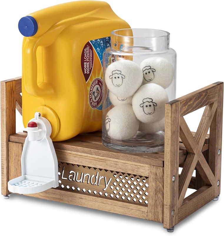 Holz-Wäsche-Organisator Dauerhalter Stand für Waschmittel Weichmacher erhöht den Charme des Bauernhauses