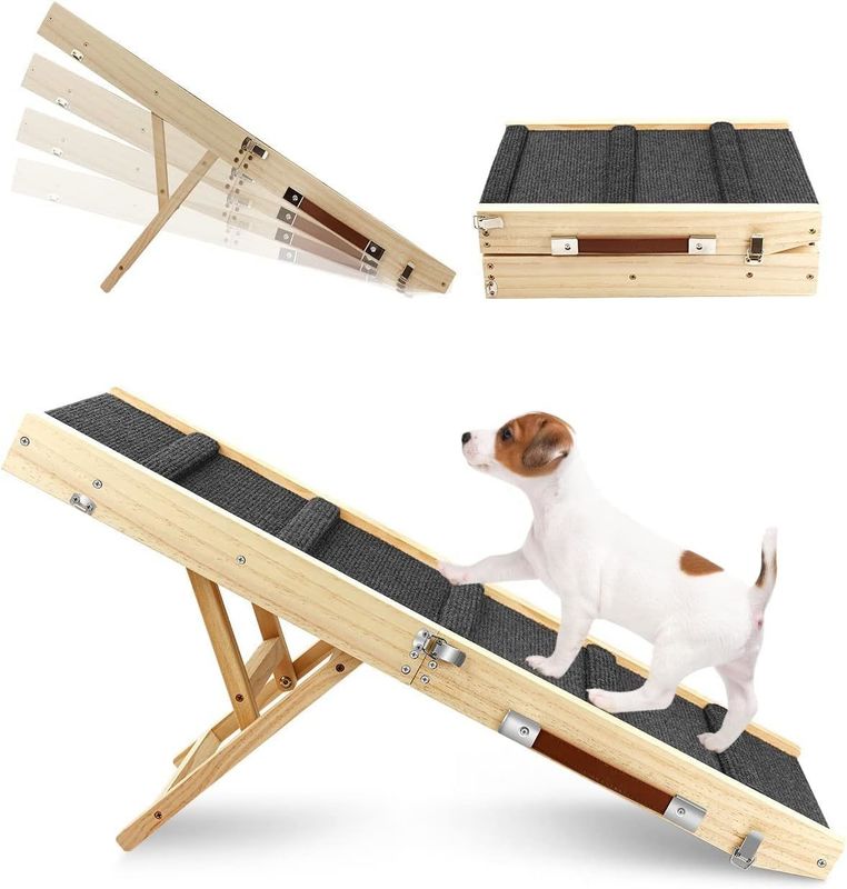 Holzklappbare tragbare Rampen für Haustiere Holzhundschritt für das Bett Kiefer Holzverstellbare Rampen für Hunde
