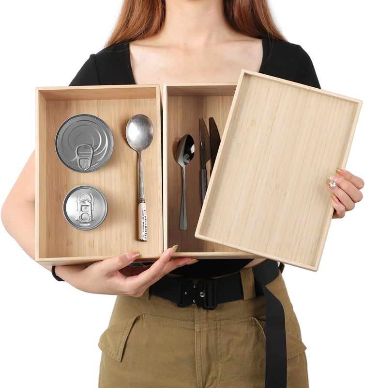 Geschenkpaket aus 2 10,2 x 7,3 Zoll Stapelbarer Bambus Schubladen-Organisator
