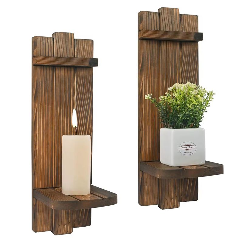 202406 Rustikale Holzkerzenhalter Wand Hängende Kerzen Sconces für eine gemütliche Atmosphäre