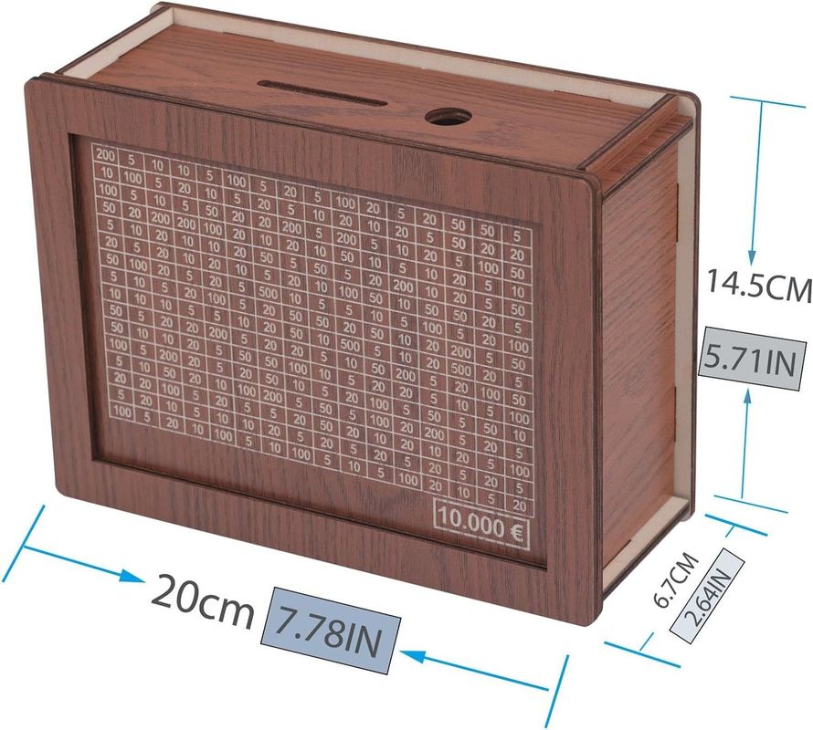 7.87 * 5.71 * 2.64 Zoll Holz Geldbanken für Erwachsene anpassbar und langlebig