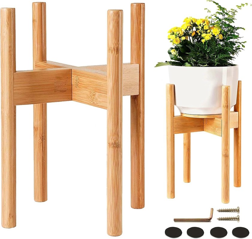 Anpassungsfähiger Pflanzenstand aus Bambusholz, ideal für 8-, 10-, 12-Zoll-Töpfe und Blumenvasen