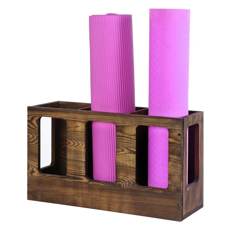 Wandmontierte Massivholz Yoga-Mattenhalter Fitness Fitness-Studio Schaum-Roller-Speicher-Organisator Sport-Übungsmatten-Rack