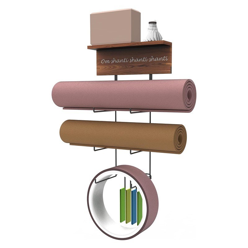 Holzschwimmbereicher Yoga-Mattenhalter Wandhalter für Heimgymnastikgeräte und KEIN zusammengelegt