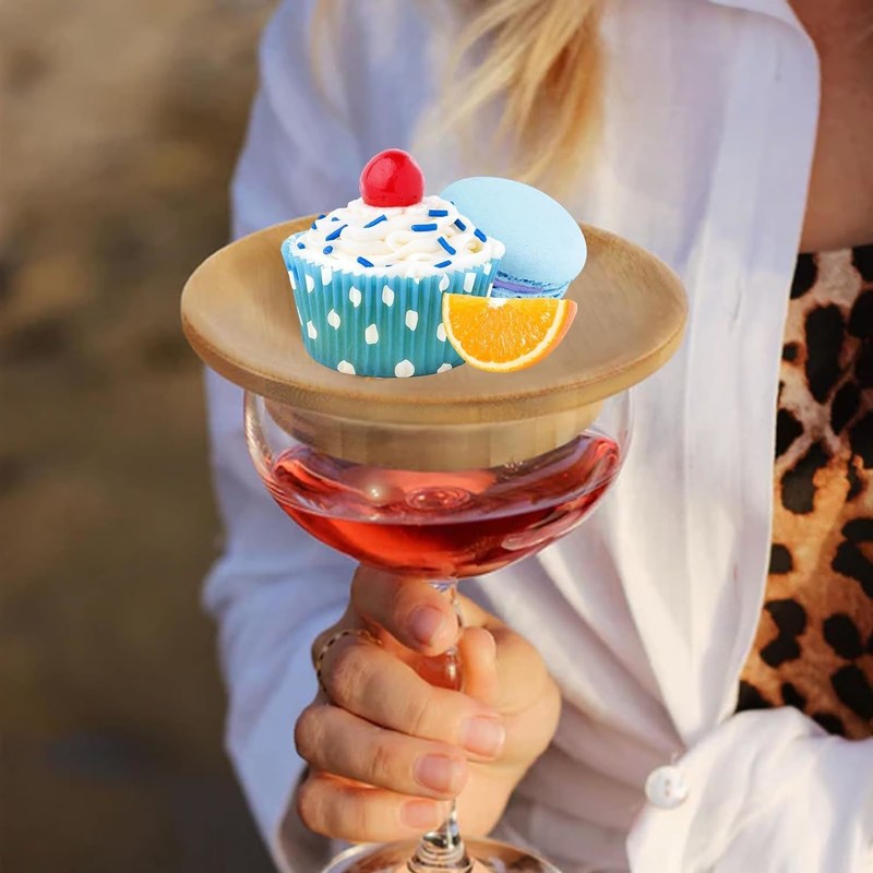 Holzweinglas Charcuterie Board Topper Set von 6 für die Verhinderung von Rotwein Spritzen