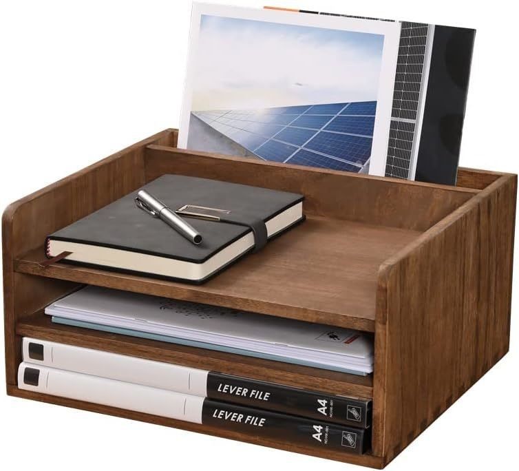 Holz-Desktop-Dateiordner-Speicher-Tray-Organisator Stand für Büro-Dokumenten-Rack Mail Sorter
