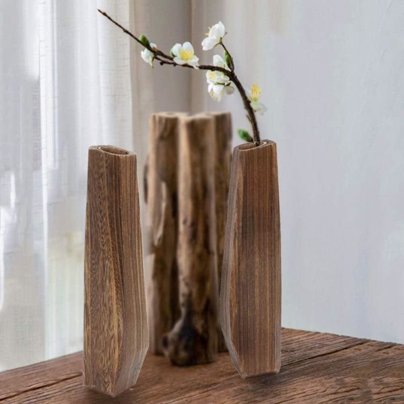 Innendekorationen Holzvase mit handgefertigtem Design und reinem Farbglashalter