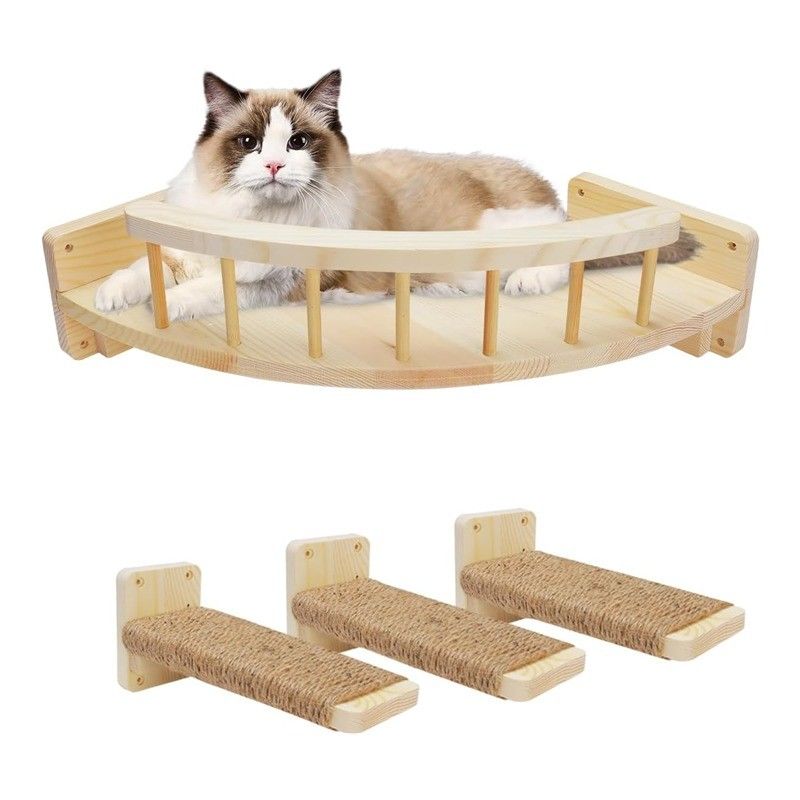 Farbe an der Wand Katzenregale und Stützpfeiler Nachhaltiges Holzdesign an der Wand