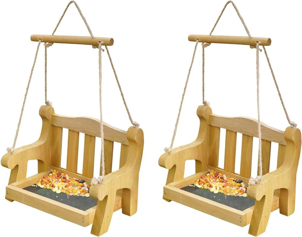 Umweltschonende Schaukelstühle Vogelfütterungen für Außengehängtes Set aus 2 Holzbänken