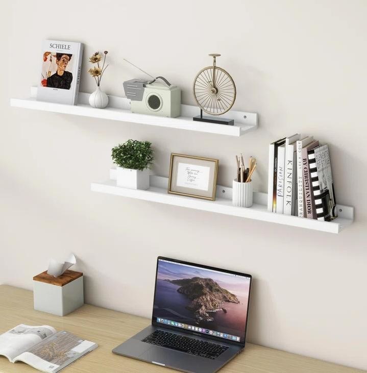 Wohnzimmermöbel 2 Stück Massivholz Schwebende Regale für minimalistische Wandbildschirme