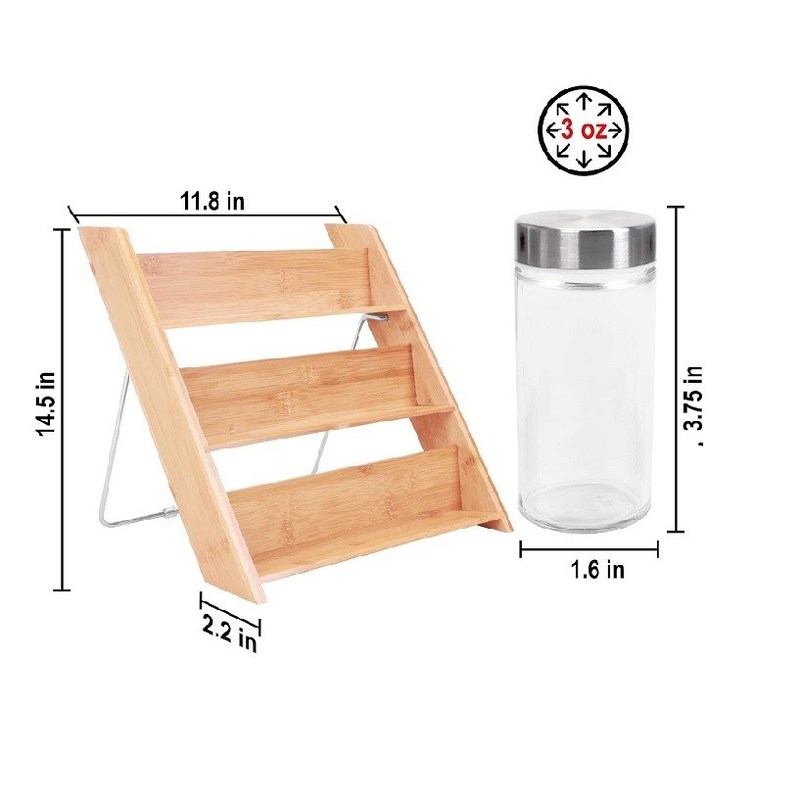 Einfache Holzkiste Küchenkanister Sauce Kochen Olivenöl Essig Flasche 18 Glas Bambus Kompakt Gewürz-Organisator