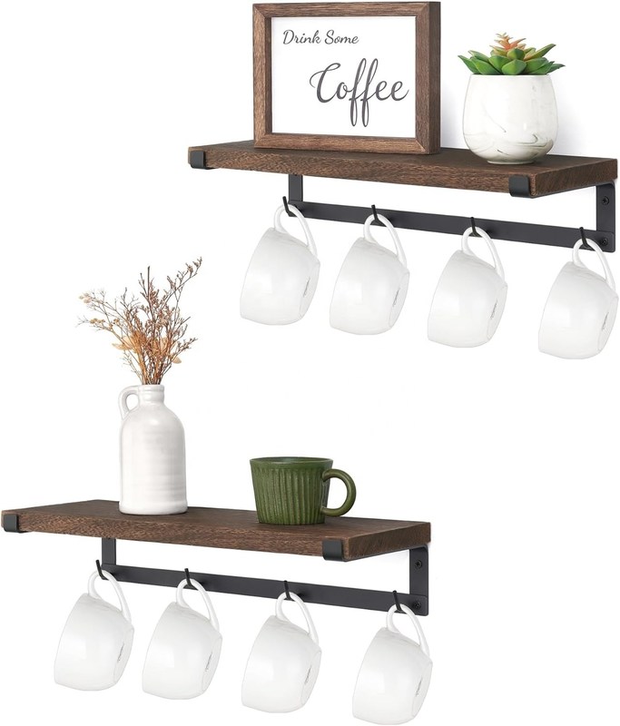 Massivholz-Floating Rack Kaffeebar-Zubehör für Wandbuchregale in Kinderküche