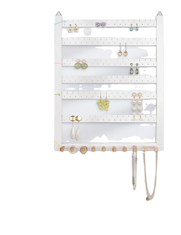 Einfach zu montieren Massivbeukenholz Ohrring Hängende Halter Halter Hanger Wandmontage Schmuck Organisator