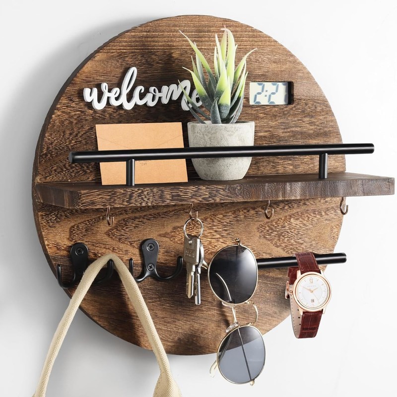 Rundes Holz Schlüssel- und Briefträger-Organisator für den Eingang Schlammraum Flur Küche Büro